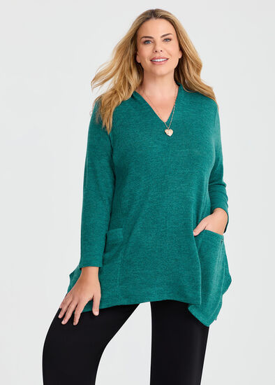 Plus Size Button Detail Snug Tunic