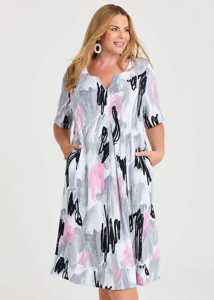 Natural Lila Sketch Dress, , hi-res