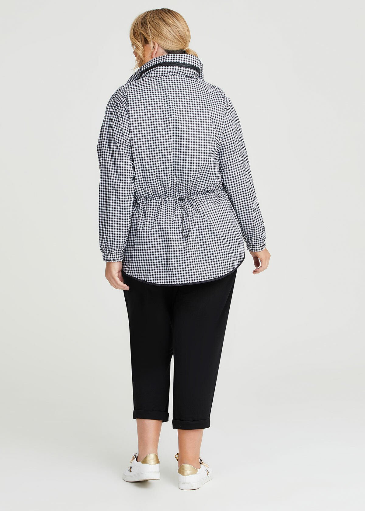Shop Plus Size Active Gingham Rain Jacket in Black Taking Shape NZ