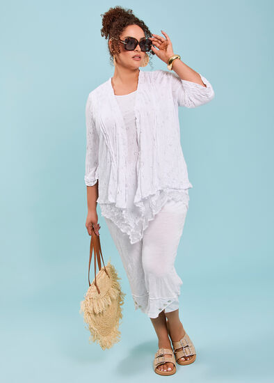 Plus Size Pintuck Foil Bamboo Crush Cardigan