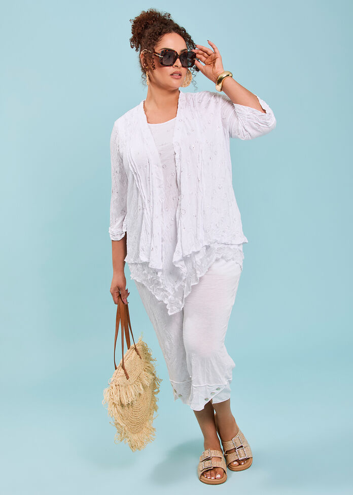 Pintuck Foil Bamboo Crush Cardigan, , hi-res