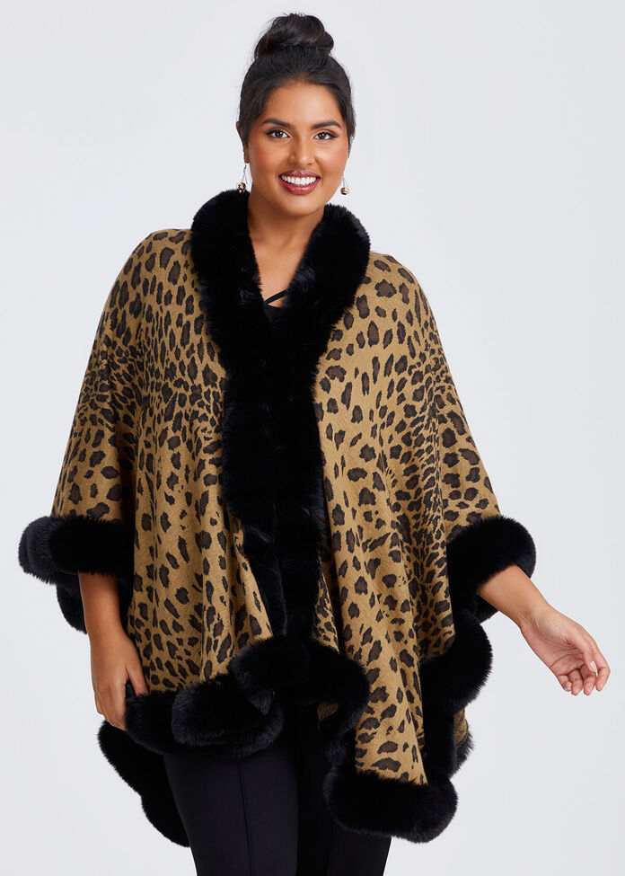 Plus Size Women's Animal Print Cape Taking Shape AU