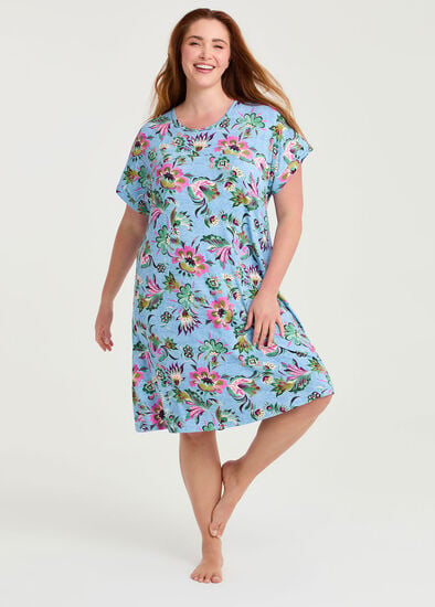 Plus Size Bamboo Petals Spliced Nightie