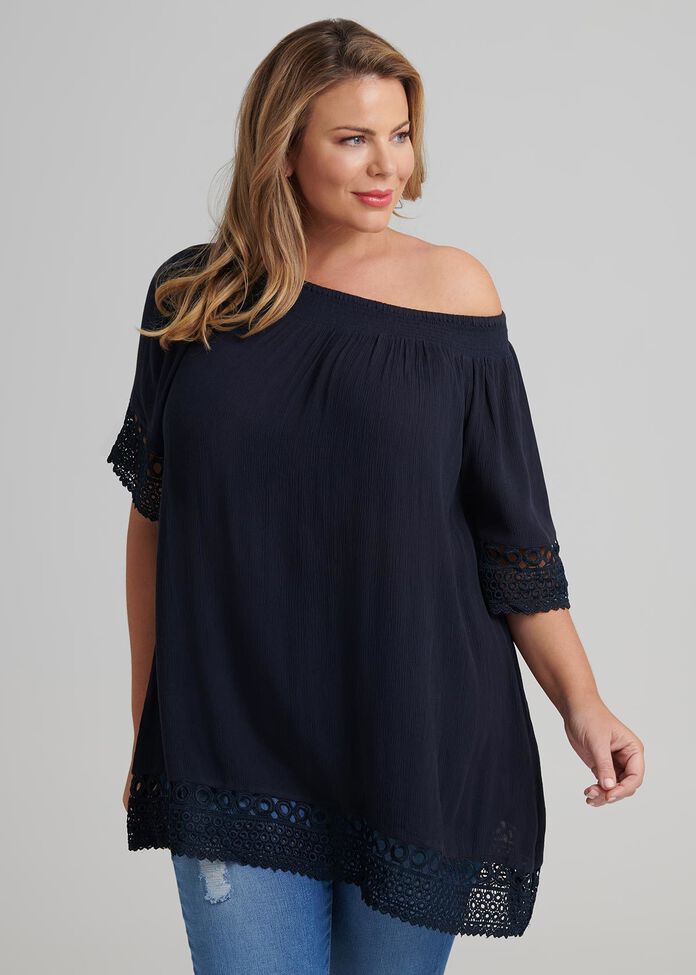 Shop Plus Size Embroidery Tunic in Navy | Taking Shape AU