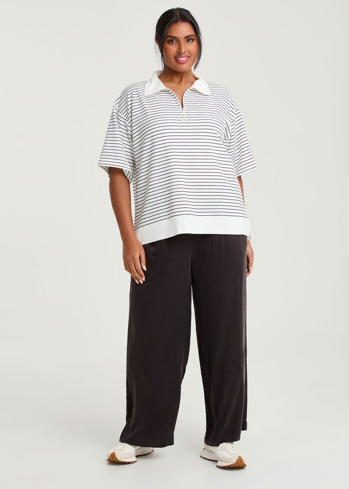 Luxe Touch Stripe 1/4 Zip Top, , hi-res