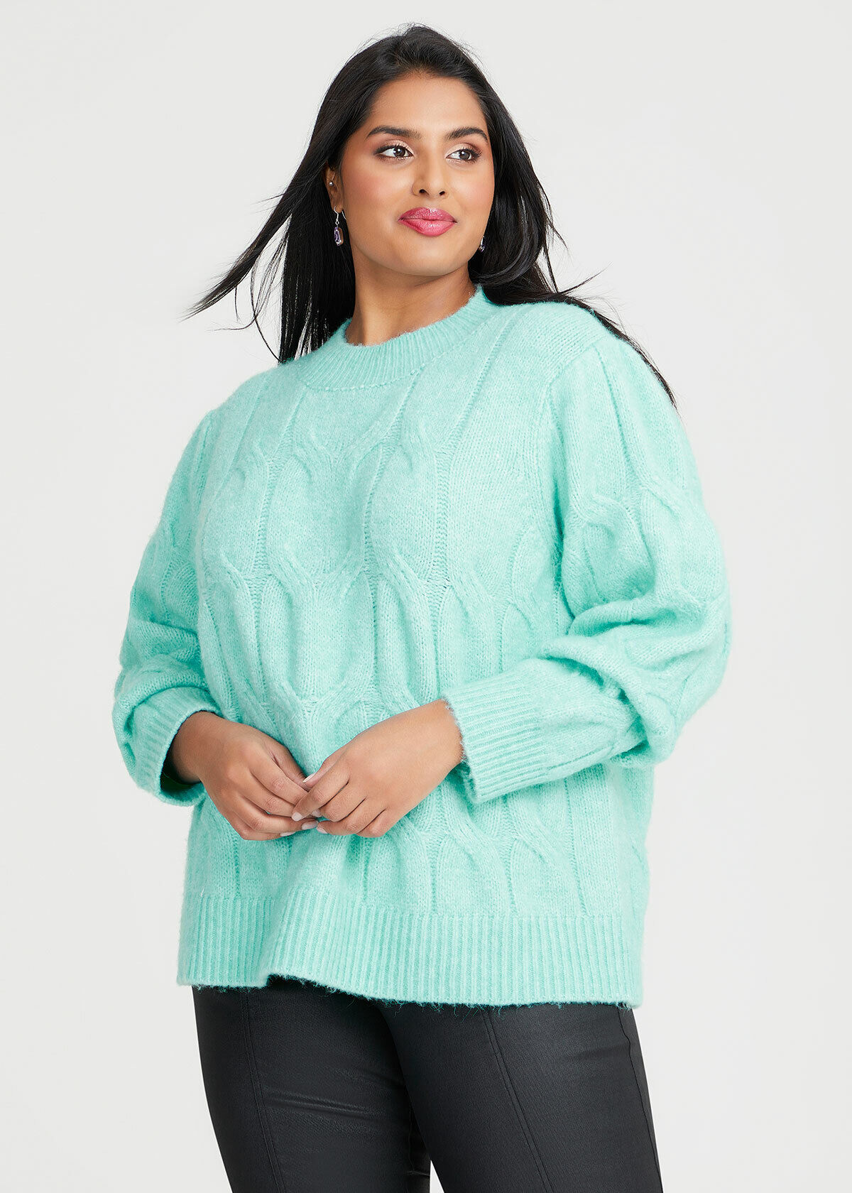 Green cable discount knit jumper womens