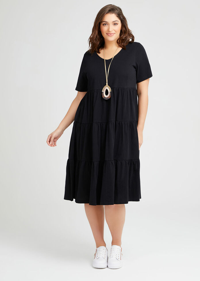 Shop Tiered Organic Dress in Black in sizes 12 to 24 | Taking Shape