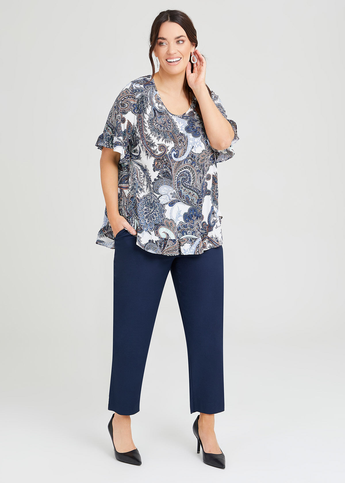 Shop Ruffle Hem Print Top in Print in 