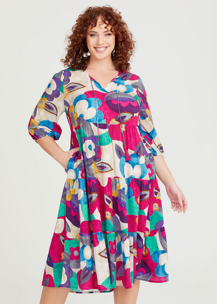 Shop Plus Size Natural Painted Floral Dress in Multi | Taking Shape AU