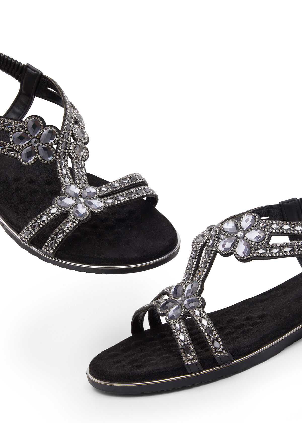 Black bling shop flat sandals
