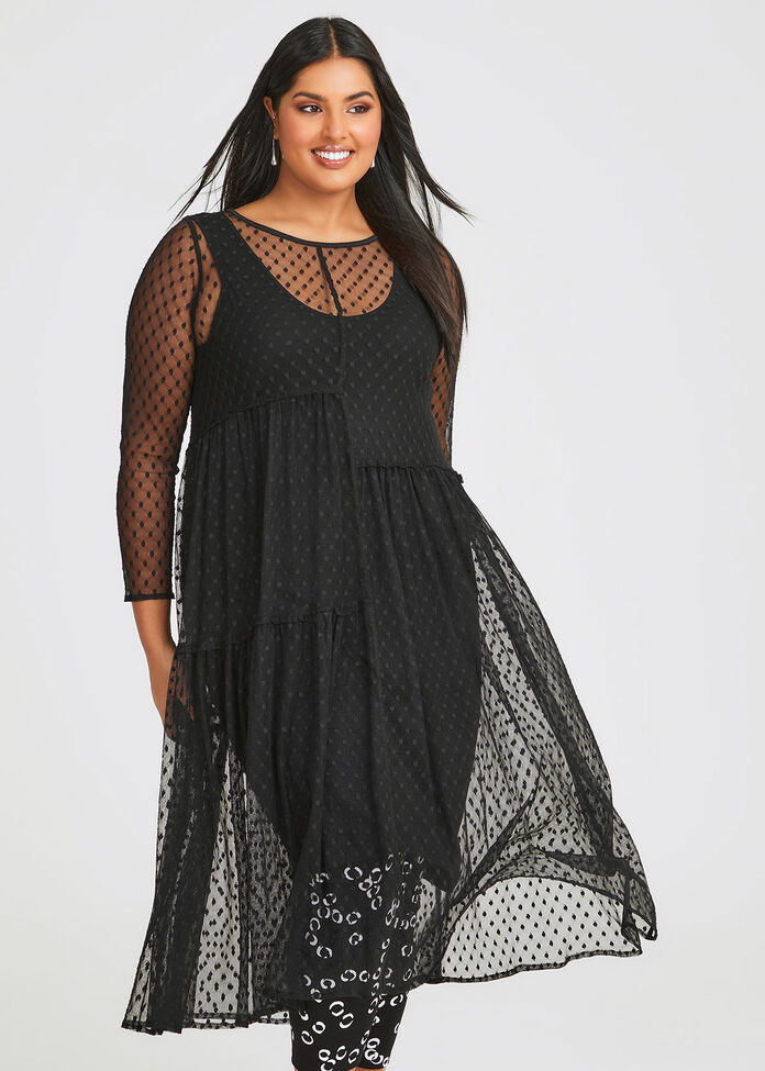 Shop Plus Size Noir Spot Tulle Tier Dress in Black | Taking Shape AU