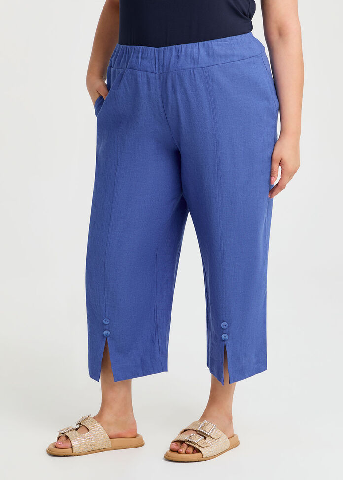 Stretch Linen Ayanna Crop Pant, , hi-res