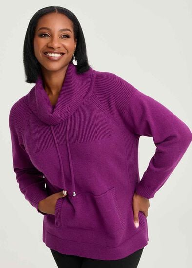 Plus Size Roll Neck Pocket Detail Jumper
