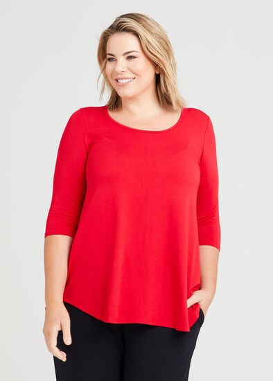 Plus Size Bamboo Base 3/4 Sleeve Top