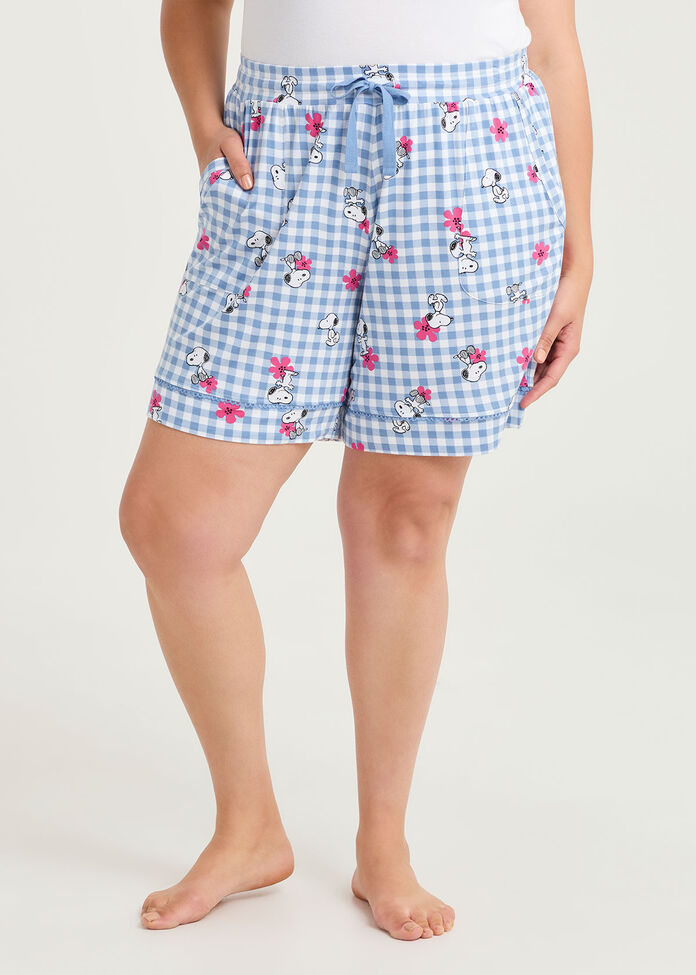Snoopy Gingham Pyjama Short, , hi-res