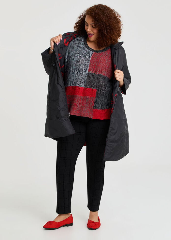 Rhapsody Reversible Puffer Coat, BLACK/RED/PRINT, hi-res