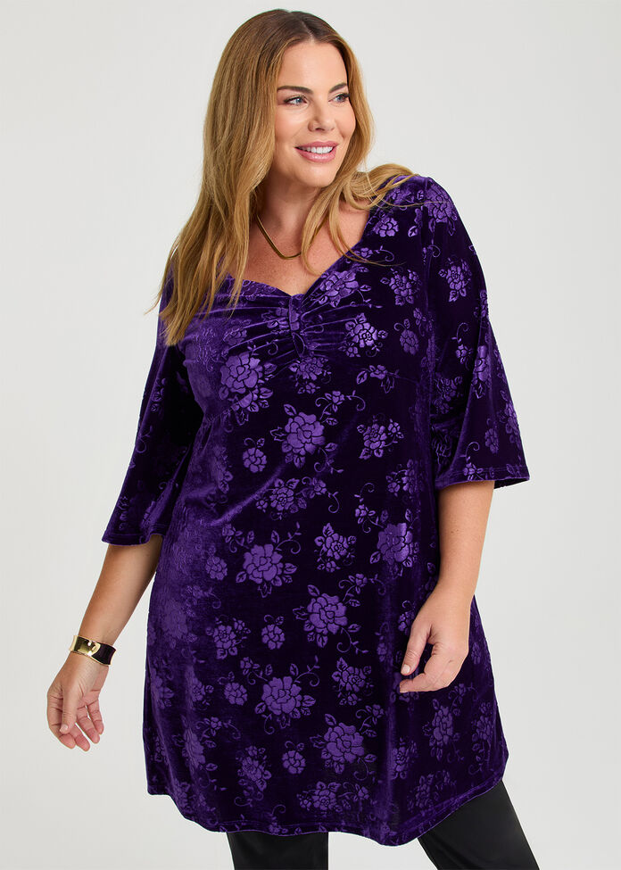 Mia Embossed Velvet Tunic, , hi-res