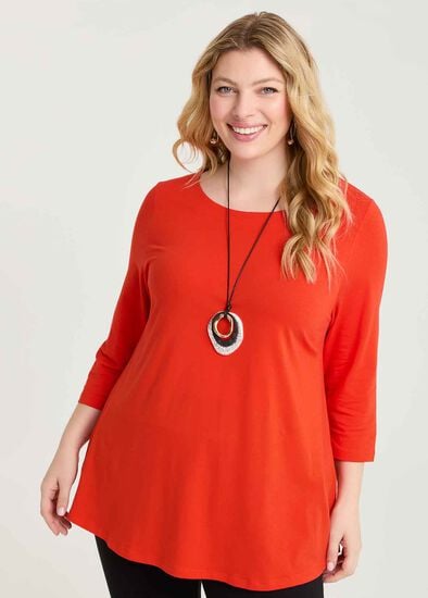 Plus Size Pima Cotton Essential 3/4 Sleeve Top