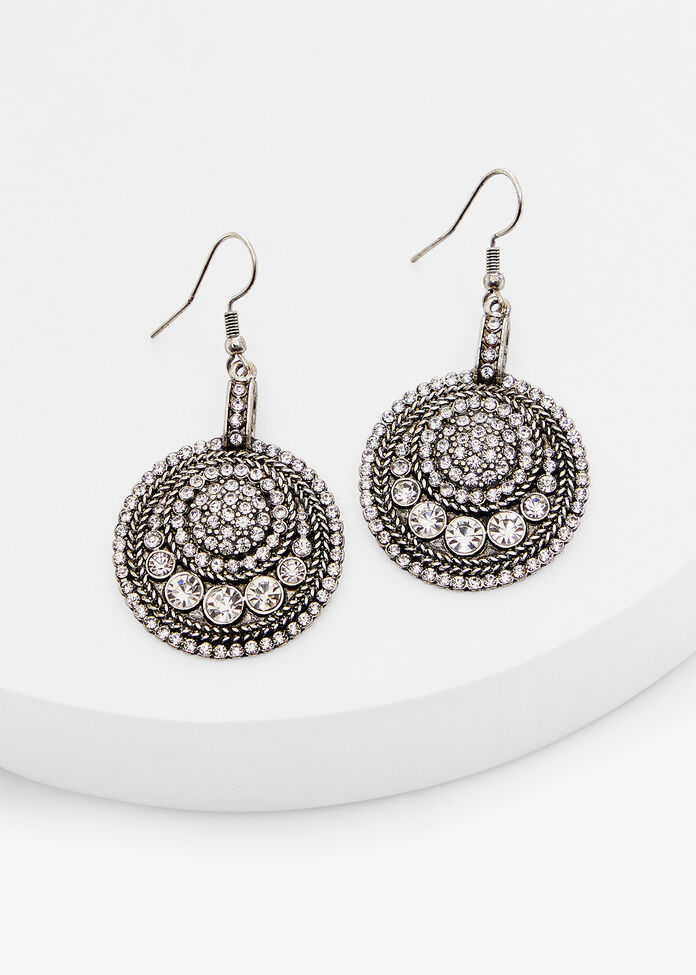 Simple Round Diamante Earrings, , hi-res