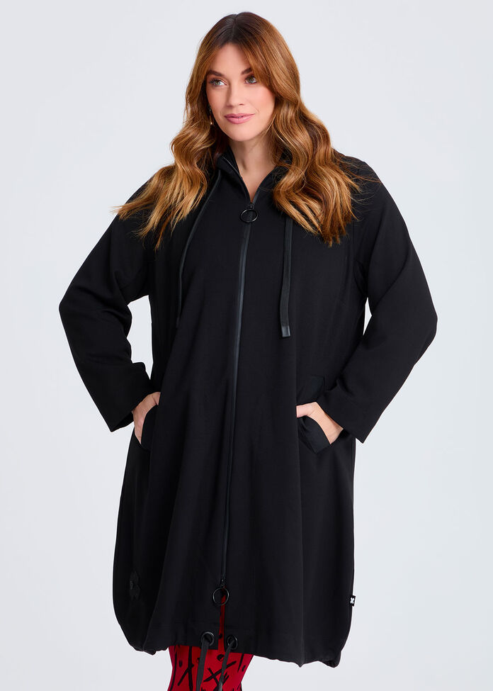 Natural Willow Zip Cardigan, BLACK, hi-res