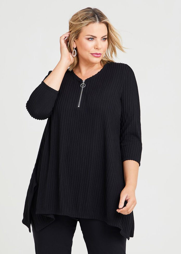 Shop Plus Size Zara Zip Neck Top in Black | Sizes 12-30 | Taking Shape AU