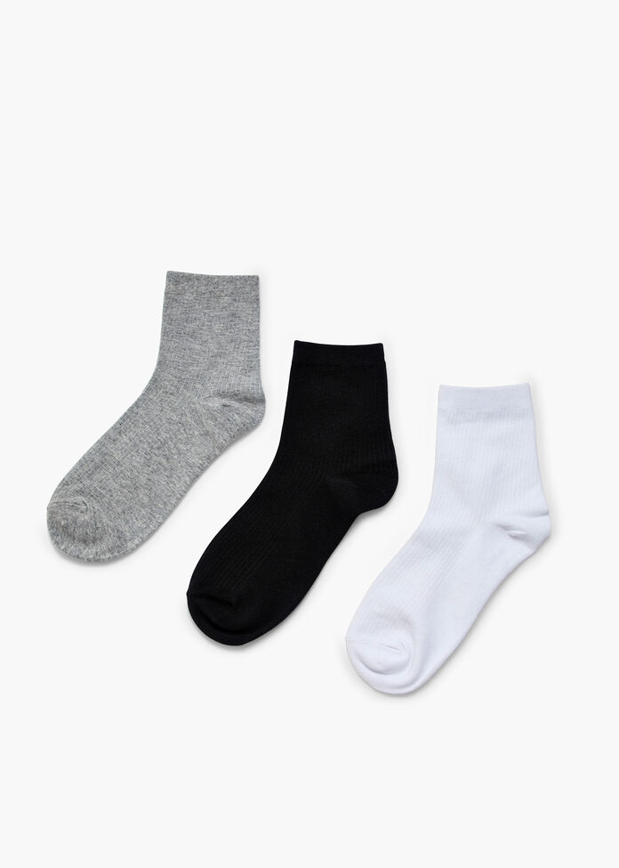 3 Pack Cotton Ribbed Socks, , hi-res