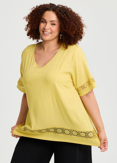 Plus Size Lace Insert Natural Top
