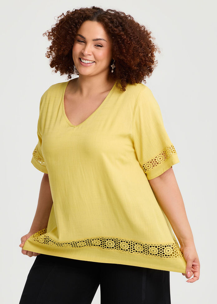 Lace Insert Natural Top, , hi-res