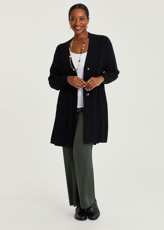 Pintuck Swing Natural Cardigan, , hi-res