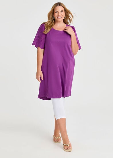Plus Size Cotton Broderie Palm Dress