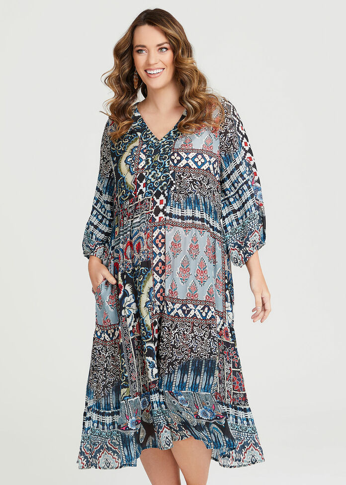 Shop Plus Size Natural Florence Boho Dress in Multi | Taking Shape AU
