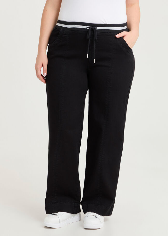 Jacquard Band Wide Leg Jean, , hi-res