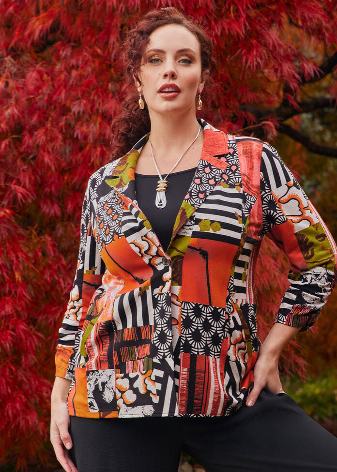 Relax Print Ponte Blazer, , hi-res