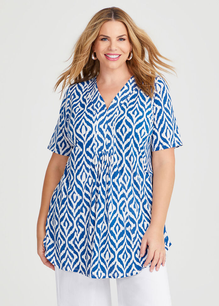 Blue Ikat Luna Tunic, , hi-res