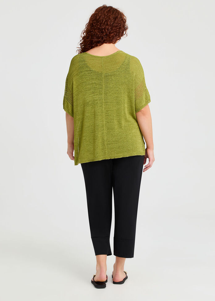 Pointelle Detail Natural Jumper, CAPER GREEN, hi-res