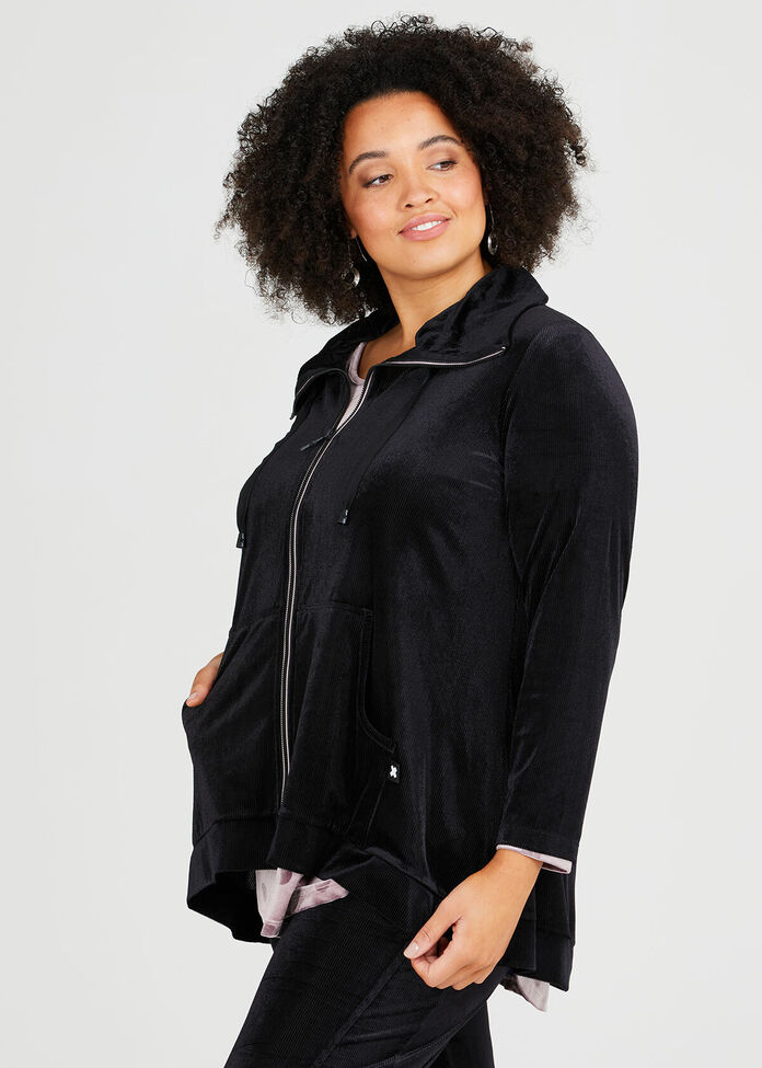 Velour Relaxed Lounge Cardigan, , hi-res