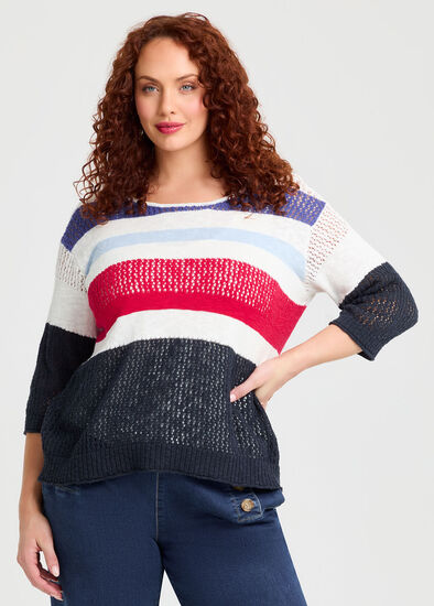 Plus Size Cotton Stitch Stripe Jumper