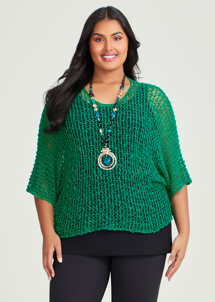 Boucle Gauze Knit Over Top, , hi-res