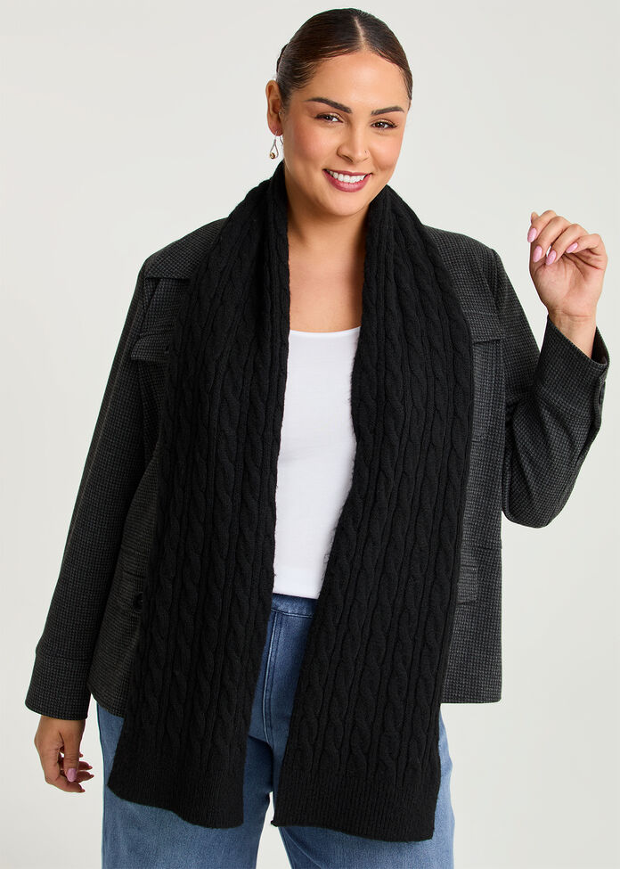 Shop Mottled Cable Knit Scarf in Black | Accessories | Taking Shape NZ