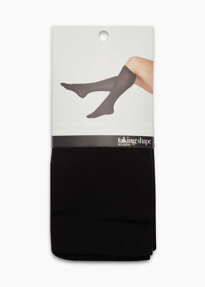 3 Pack 80D Knee High Tights, , hi-res
