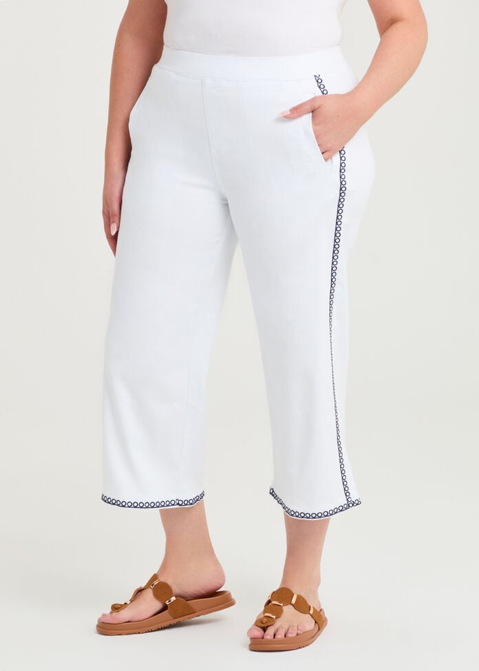 Wide Leg Embroidered Crop Jean, , hi-res