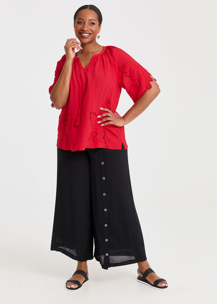 Natural Cutout Embroidery Top, , hi-res
