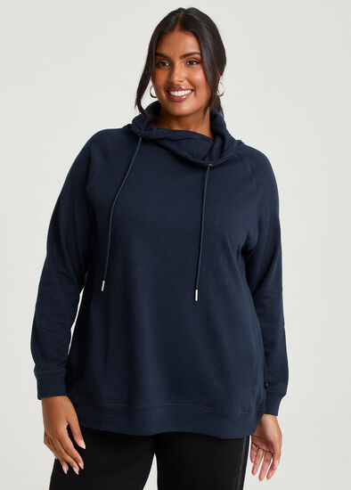 Plus Size Drawstring Collar Sweat