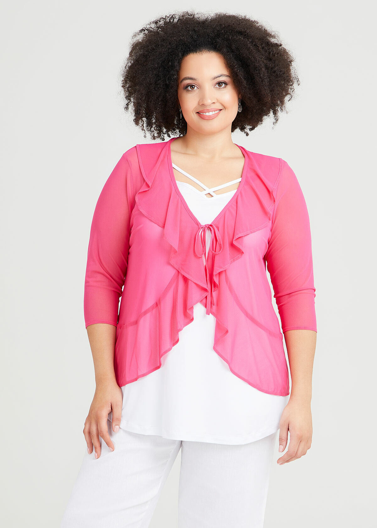 Plus size ruffle cardigan sale