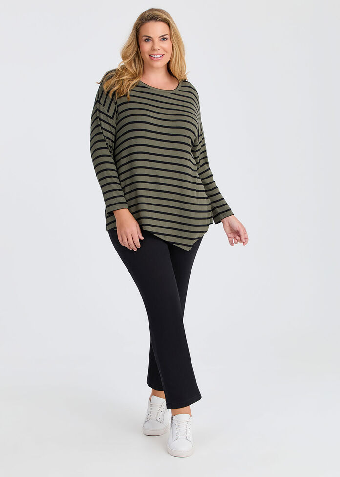 Stripe Asymmetrical Rib Top, , hi-res
