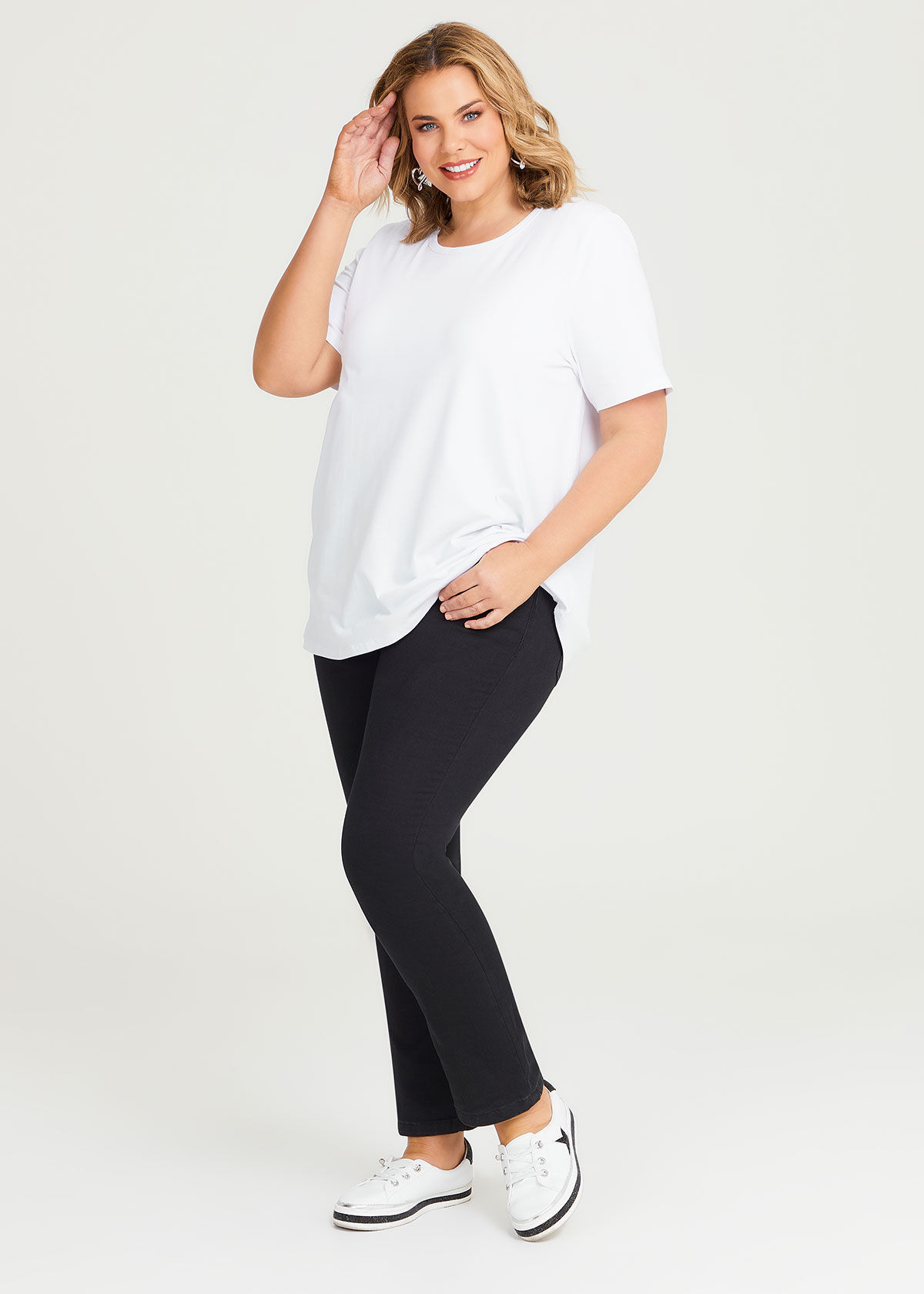 Shop Plus Size Organic Swing Short Sleeve T-Shirt, White
