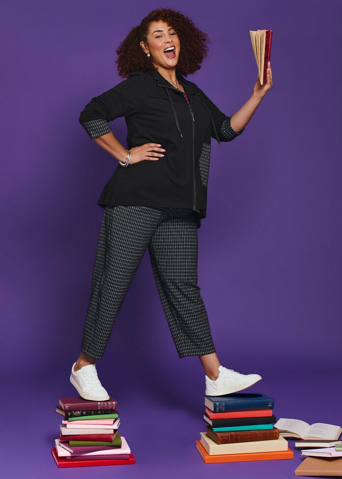 Plaid Ponte Pant, , hi-res