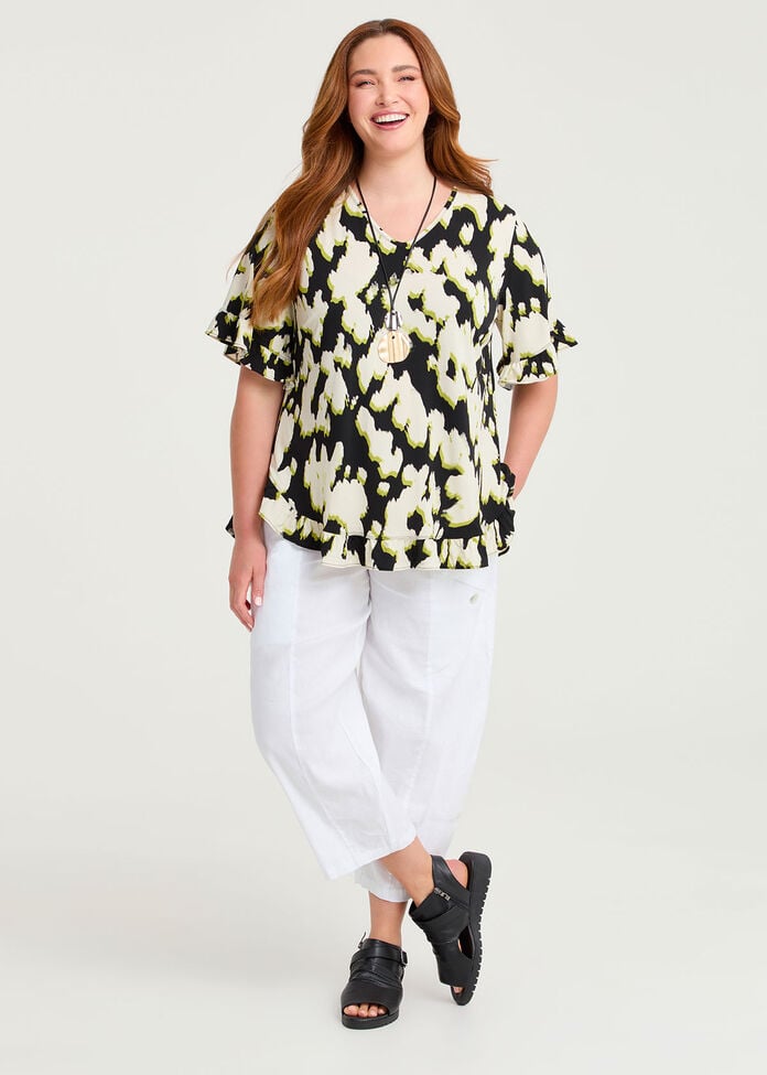 Salsa V-neck Luna Top, BLACK/BEIGE PRINT, hi-res