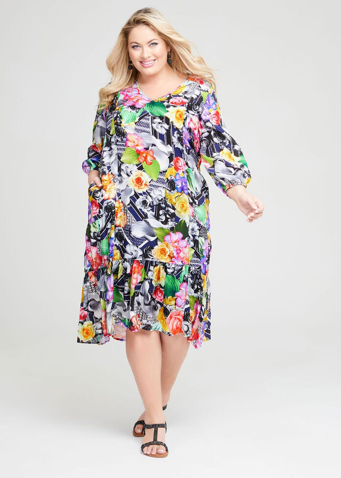 Shop Plus Size Natural Sunshine Tier Dress in Multi | Taking Shape AU