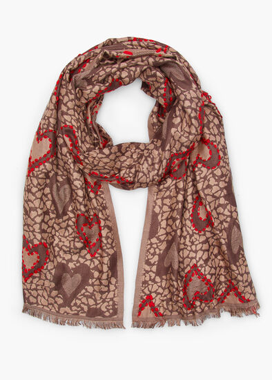 Animal Print Heart Scarf